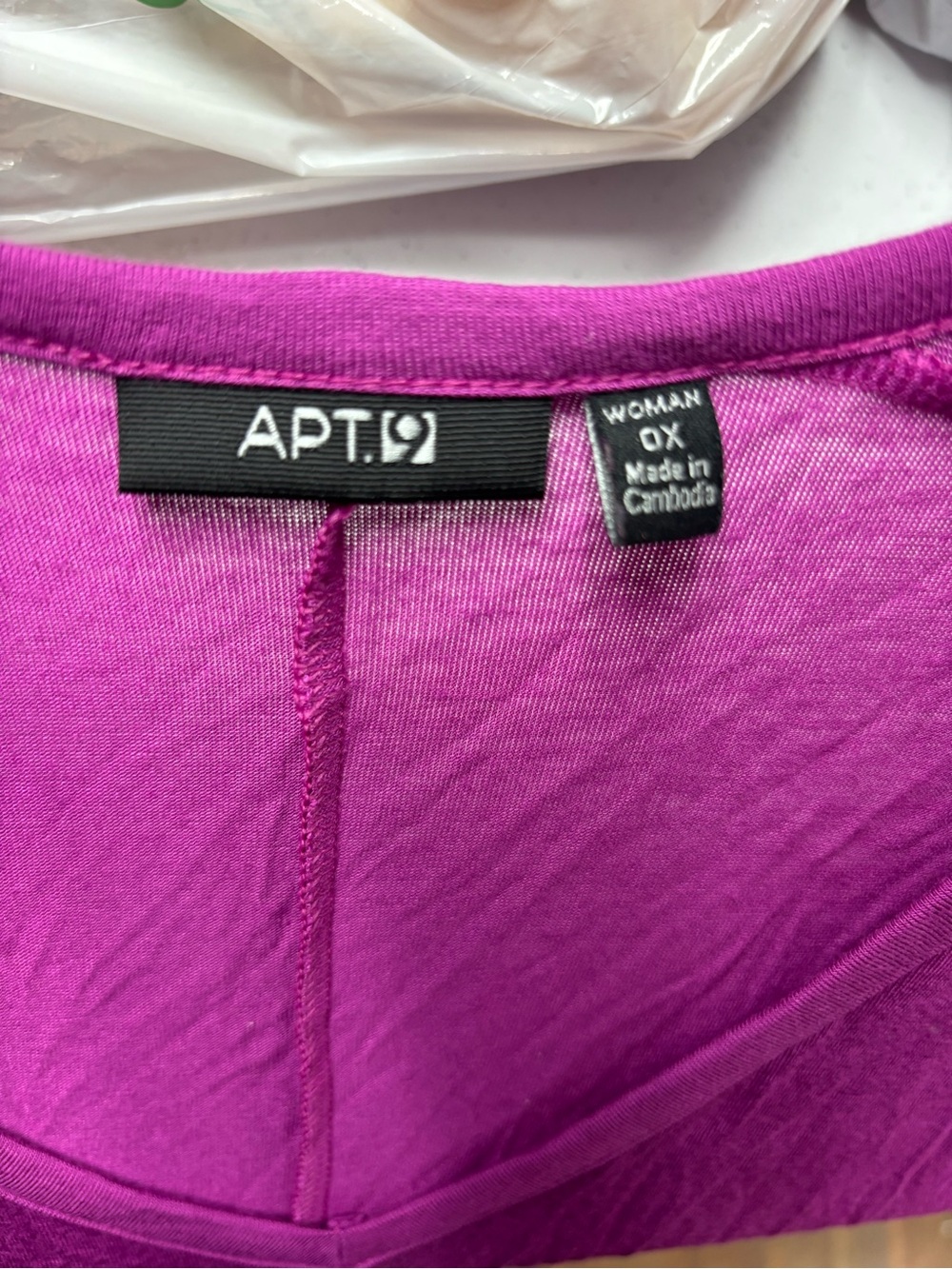Apt. 9 Women's V-Neck Tunic with Studded Shoulders in Magenta - Picture 5 of 5